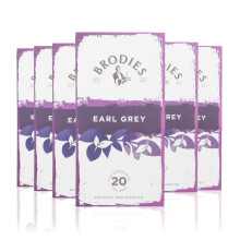 Brodies Earl Grey Tag and Envelope - 6 Tea Boxes of 20 Tea Bags each (total 120 Tea Bags) - Delicate and scented quintessential British Tea with the
