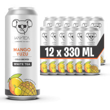 Mango Yuzu Ice Tea by KAYTEA - Organic Certified - Low Calorie - Cold Brewed - White Tea Infusion - Refreshingly Light - Recyclable Cans (Pack of 12 x