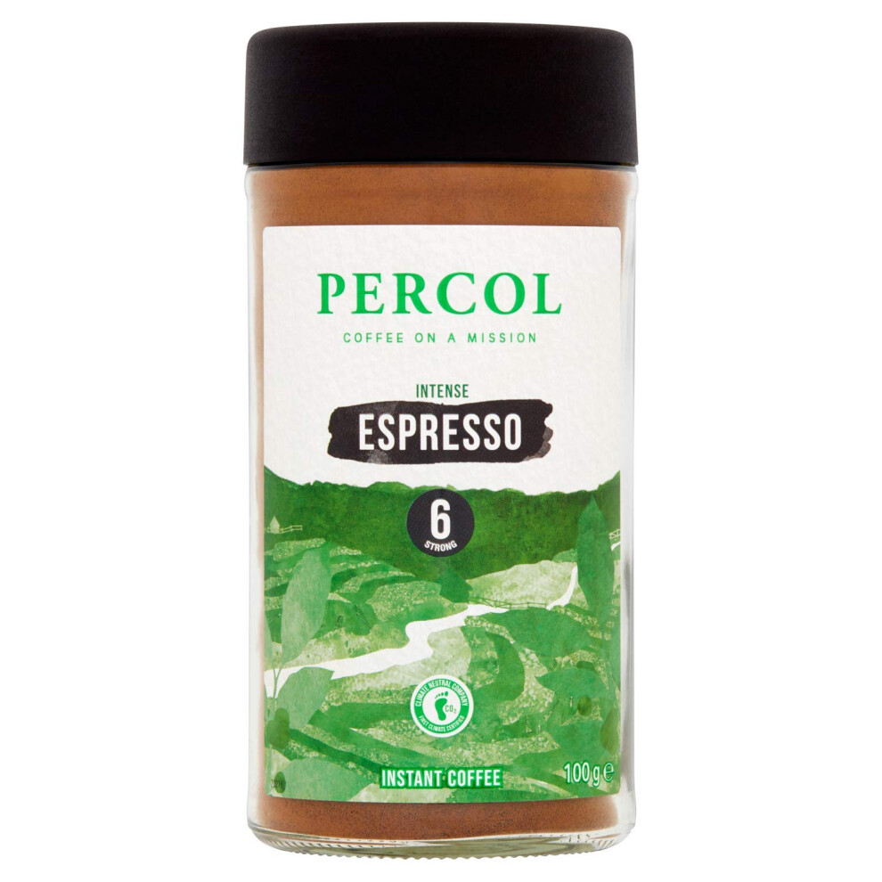 Percol Espresso Noir Instant Coffee Full-Flavoured Taste & Silky Crema Finish ? Intense Robusta Blend 100G 6 Pk Dark