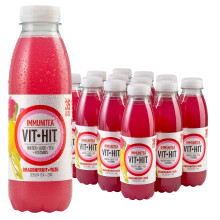 VIT HIT IMMUNITEA - 12 x Dragonfruit + Yuzu + Ceylon Tea | Vegan, Low Sugar, Low Calories, Vitamin Drink | 100% RDA of 8 Vitamins (500ml x 12 Bottles)