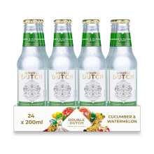Double Dutch Cucumber & Watermelon Premium Tonic Water 24 x 200ml bottles Low Calorie Perfect Mixer for Cocktails, No Artificial Colours Preservatives