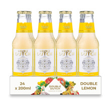 Double Dutch Double Lemon Premium Mixer 24 x 200ml bottles Low Calorie Perfect Mixer for Cocktails, No Artificial Colours Preservatives or Flavours