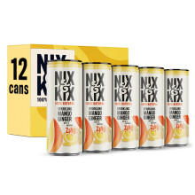 Nix & Kix | Mango & Ginger | 100% Natural Premium Sparkling Soft Drink | Low Calorie & Vegan Friendly | No Added Sugar Or Sweeteners | 250ml x 12 Pack