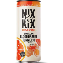 Nix & Kix Natural Blood Orange & Turmeric Sparkling Soft Drink, Low Calorie & Vegan Friendly, 250 ml (Pack of 12)