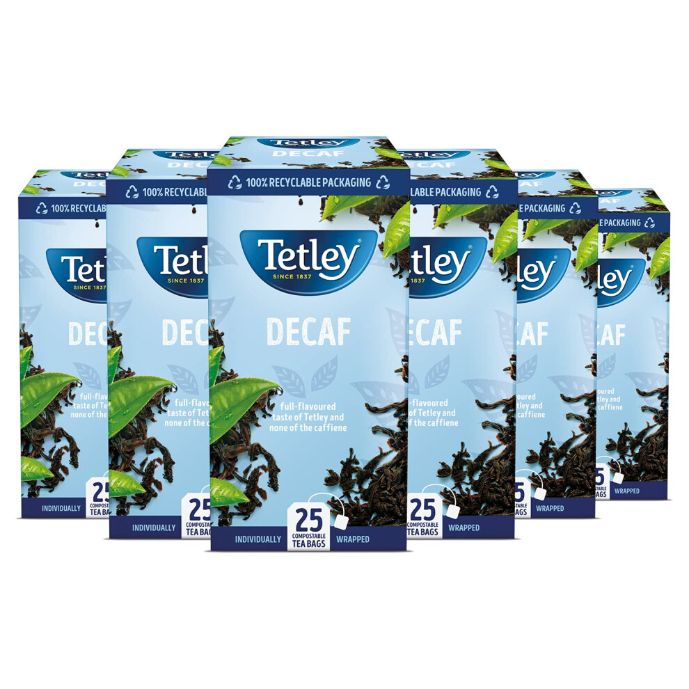 Tetley Original Decaf Tea - Decaffeinated Tea, Smooth Brew, 0.2% Caffeine, Rainforest Alliance Certified Black