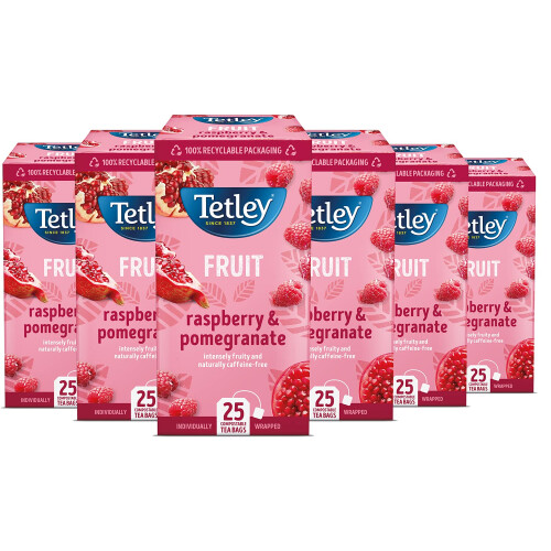 Tetley Raspberry & Pomegranate String & Tag Envelopes 6 x 25 Teabags
