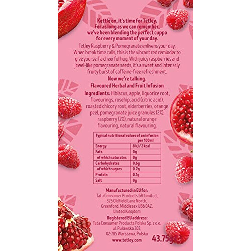 Tetley Raspberry & Pomegranate String & Tag Envelopes 6 x 25 Teabags 2