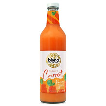 Biona Organic Carrot Juice 750ml, Pack of 6 - Immediately Pressed After Harvest - Recyclable Glass Bottle - Not From Concentrate - No Added Sugar -
