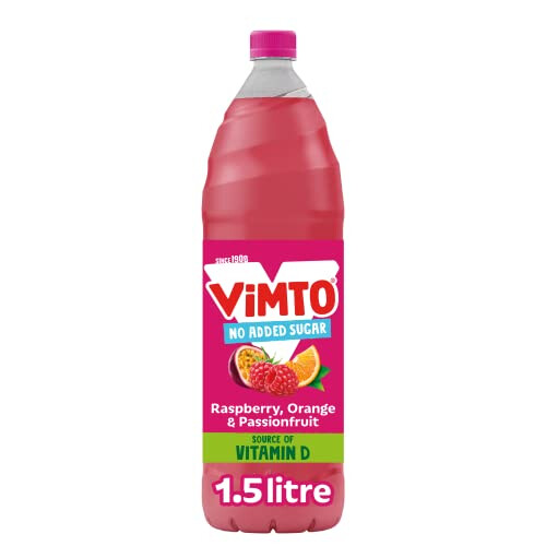Vimto Original Raspberry, Orange & Passionfruit Real Fruit Squash, 1.5L pack of 6 1