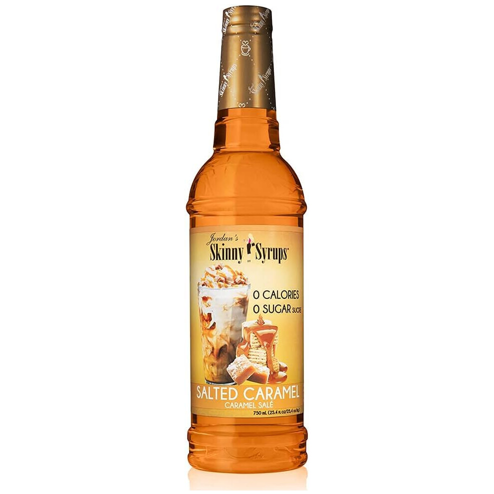 Jordan's Skinny Syrups Jordan's Skinny Mixes Salted Caramel | Zero Sugar Flavouring Syrup For Coffee, Tea, Lattes, Sugar Free Drink Mix, 1 Bottle (750