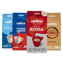 Lavazza Ground Coffee - Oro, Rossa, Crema Gusto & Dek (Decaf) - 4 Pack