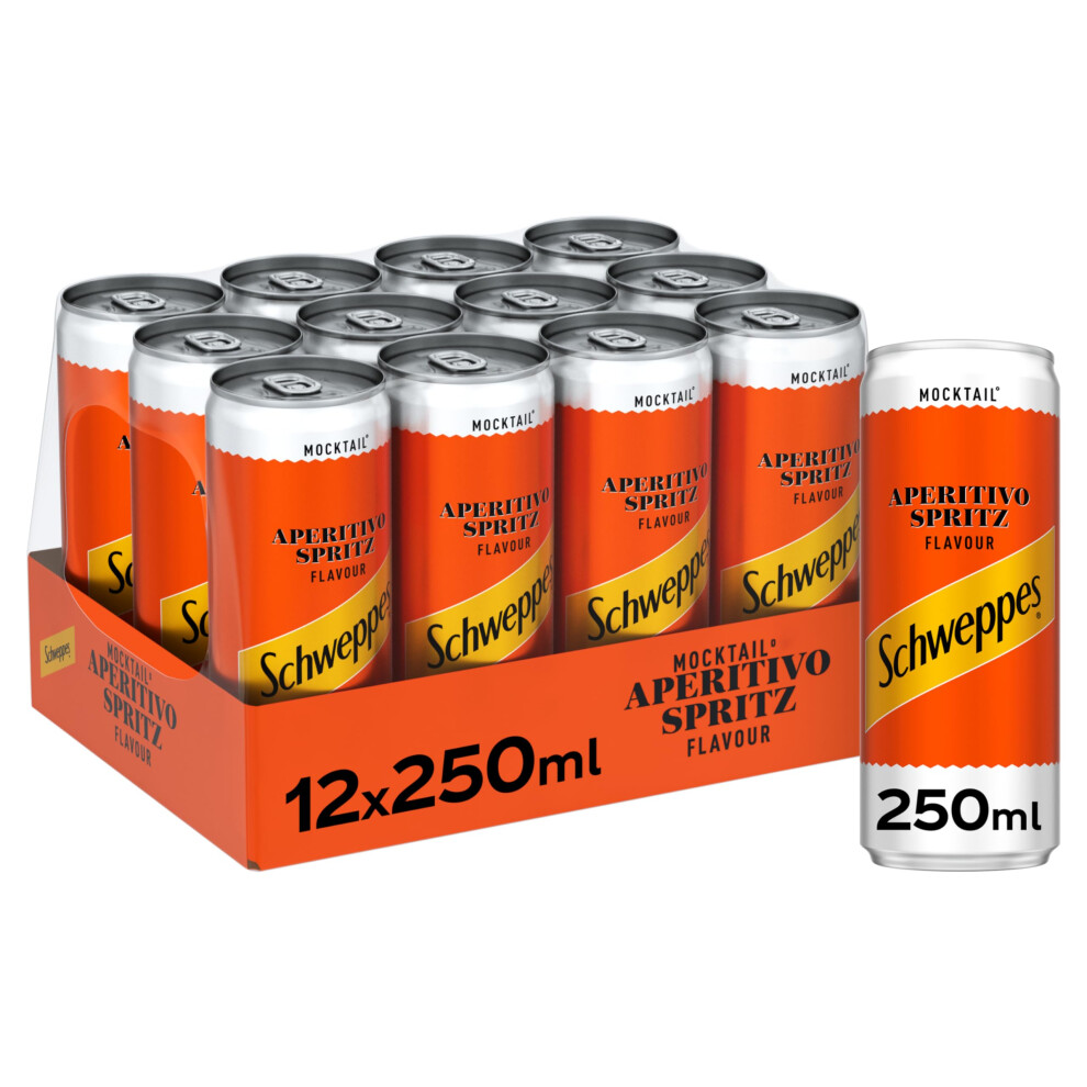 Schweppes Aperitivo Spritz 250 Ml Can Pack Of 12, Sparkling Aperitif Beverage