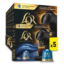 L'OR Barista Double Decaff XXL Coffee Pods x10, Pack of 5, Total 50