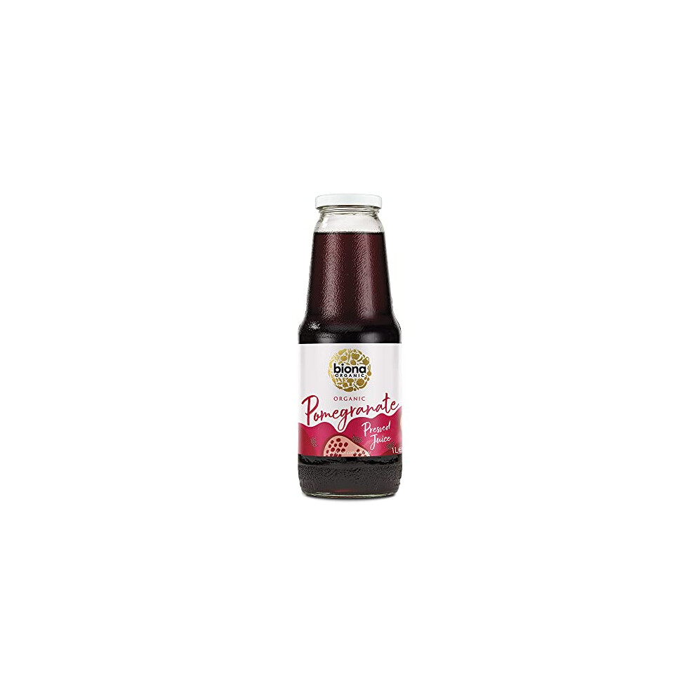 Biona Organic Pomegranate Juice 1L, Pack Of 6 - Pure, Pressed Fruit Juice - Freshly Harvested By Organic Farmers - Vegan Drinks Red
