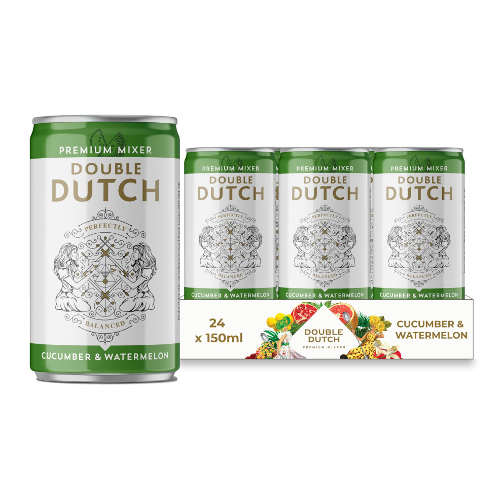 Double Dutch Cucumber And Watermelon Premium Tonic Water (24 X 150Ml Bottles) - Low Calorie, Diet Tonic Water For Gin And Cocktails |Gluten Free,
