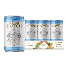 DOUBLE DUTCH Skinny Tonic Water (24 x 150ml Bottles) - Low Calorie, Diet Tonic Water for Gin and Cocktails |Gluten Free, Vegan Friendly Soft Drink