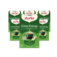 Yogi Tea, Green Energy, Organic Herbal Tea, Blend of Green Tea, Guarana, Ginger and Elderflower, 6 Packs x 17 Tea Bags (102 Teabags Total)