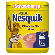 Nesquik Strawberry Flavoured Milkshake Powder, with Vitamin D, 500g Tub (Pack of 10)