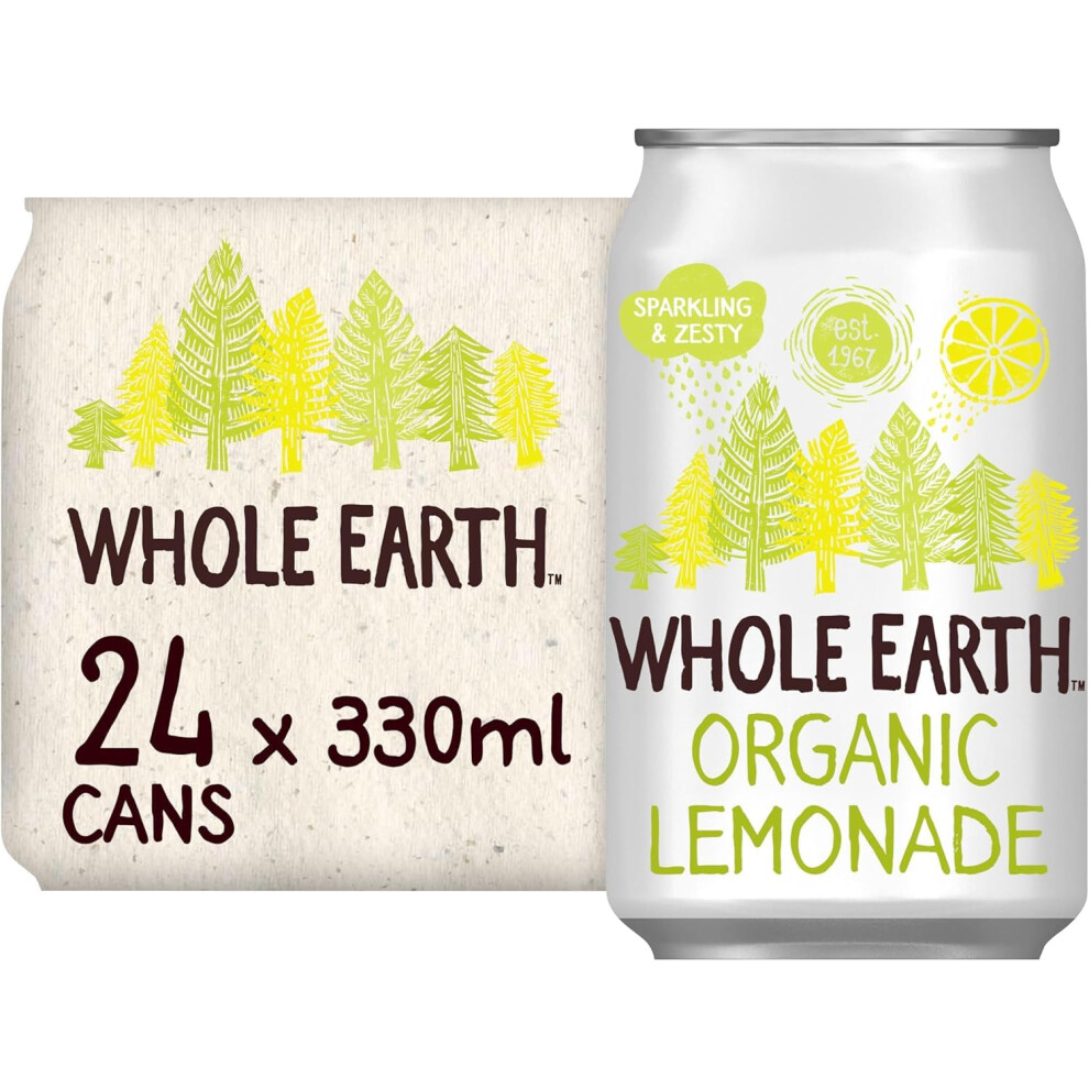 Whole Earth Organic Sparkling Lemonade Drink,24X 330 Ml,Lightly Sparkling Soft Drink,Fizzy Fruit Bubbly With Natural Ingredients,No Added Refined