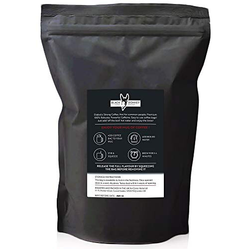 Devil's Roast | Extra-Strong Highly Caffeinated Bold Coffee | 50 Coffee Bags | Premium Robusta by Black Donkey Coffee Roasters 2