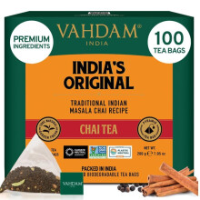 VAHDAM, India's Original Masala Chai Tea Bags (100 Count) Non GMO, Gluten Free, No Added Flavoring | Blended w/ Exotic Spices | Whole Leaf Tea Bags |