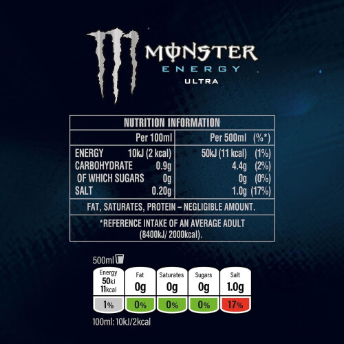 Monster Energy Monster Energy Drink Can - 500ml - Ultra White (12Pack) 1