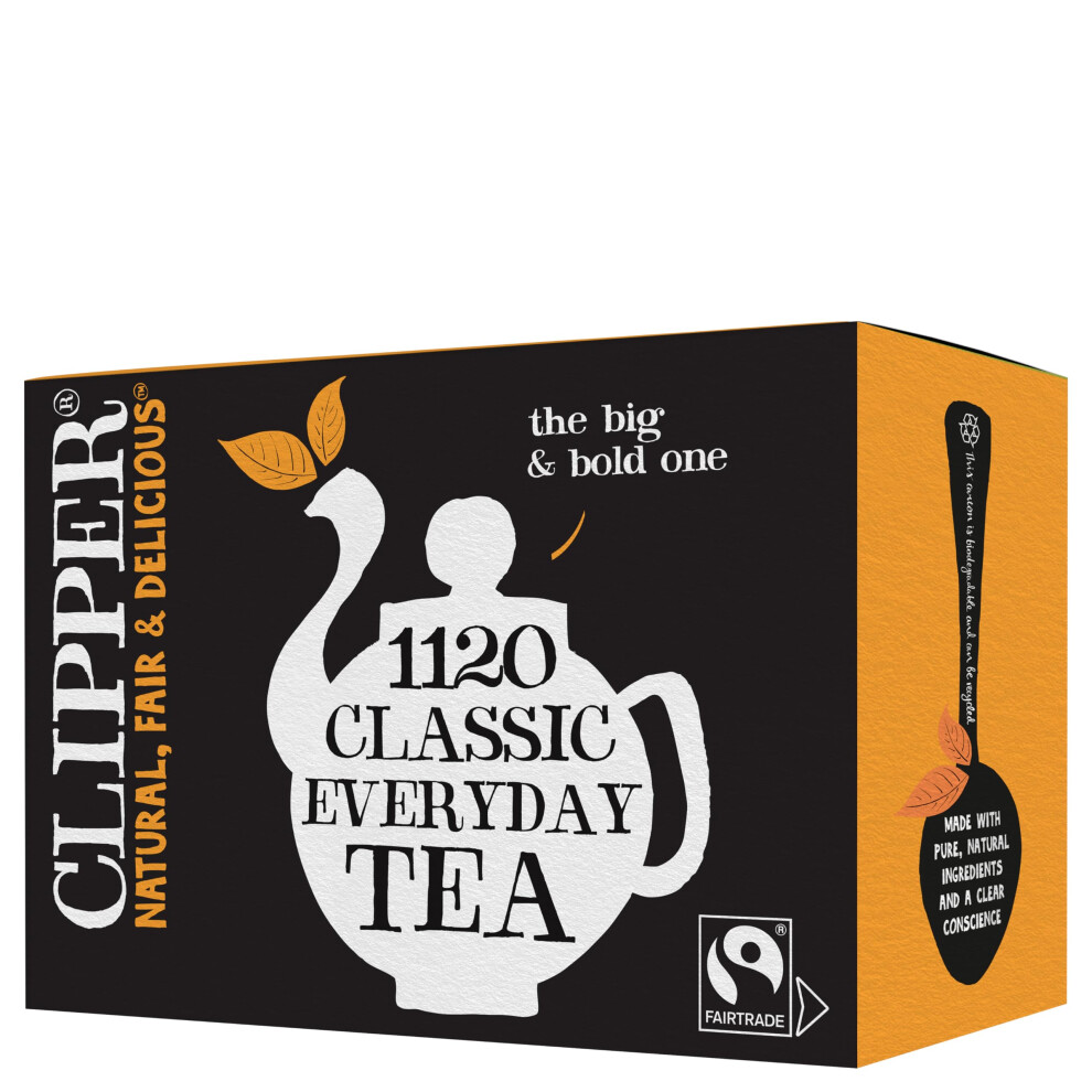 Clipper Tea Everyday Fairtrade Tea Bags Set Of 1120 | Bulk Catering Pack Of 1120 Teabags | Unbleached, Plastic Free & Biodegradable | Perfect Black