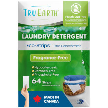 Tru Earth Eco-Strips Laundry Detergent (Fragrance-Free) - Eco-Friendly Ultra Concentrated Laundry Strips (64 Loads)