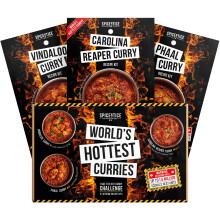SPICENTICE World's Hottest Curry Recipe Kit Gift Set - Carolina Reaper, Naga Ghost Chilli Phaal, Fiery Habanero Vindaloo - Easy-to-Make,