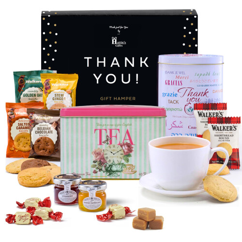 Hattie's Gifts Thank You Hamper English Tea and Biscuits Gift Set with ...