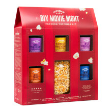 DIY Movie Night Popcorn Toppings Kit, Make Your Own Popcorn, Five Delicious Popcorn Toppings + 500g Popcorn Kernels, Fun for Kids, Adults and Date