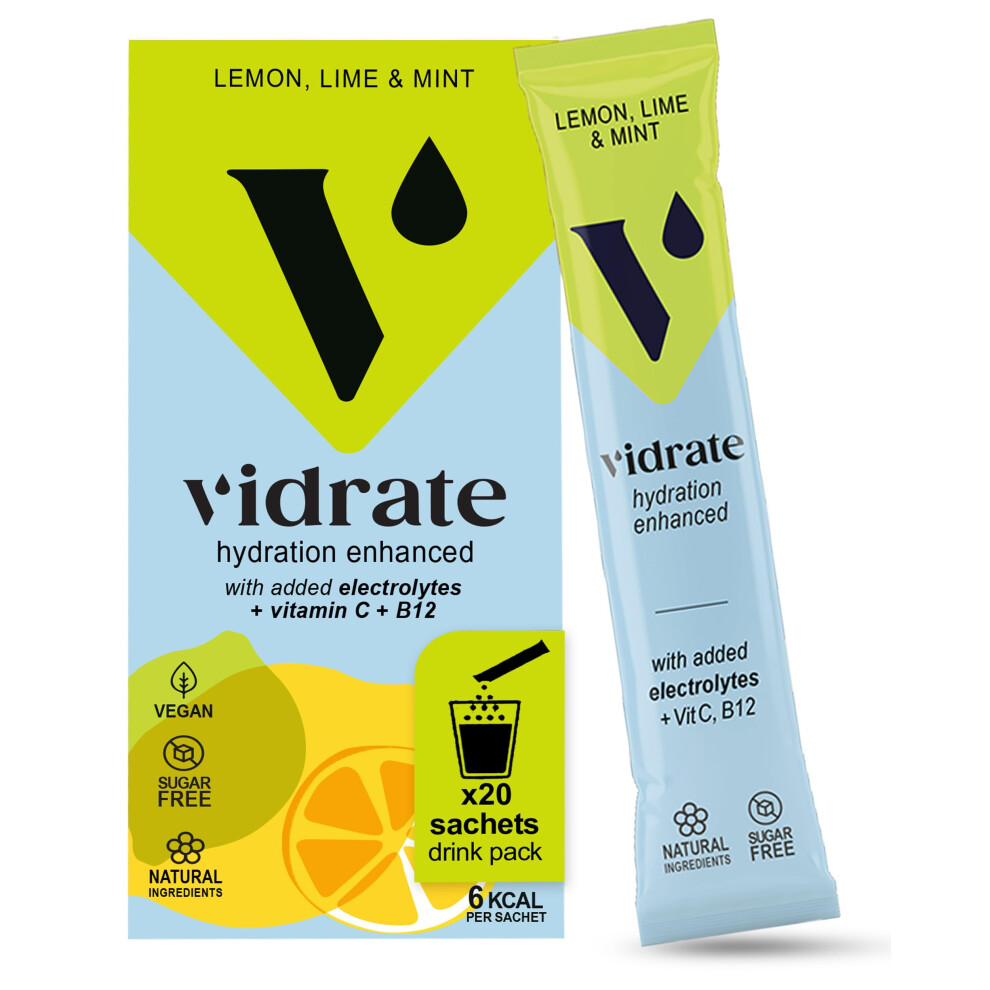 Vidrate Electrolytes Powder - Hydration Sachets Packed With Vitamins - Zero Sugar Rehydration Sachet No Artificial Sweeteners & Preservatives By
