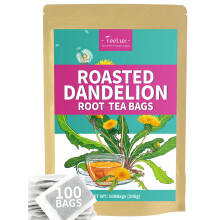 TeeLux Roasted Dandelion Root Tea Bags, Premium Natural Dandelion Root Herbal Tea, Caffeine Free, 100 Tea Bags, A Popular Coffee Alternative