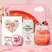 Tecanne Gifts for Grandma Personalised Glass Grandma Birthday Gifts Christmas Gifts for Women Nanny Birthday Pamper Hamper Gifts from Grandchildren