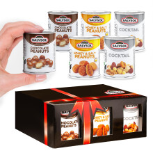 Salysol Snacks Nuts Chocolate Peanuts, Honey Peanuts, Cocktail 6 x 50g Cans - Valentines Day Gifts - Delicious Pure Natural Nuts for Snacking, Meals,