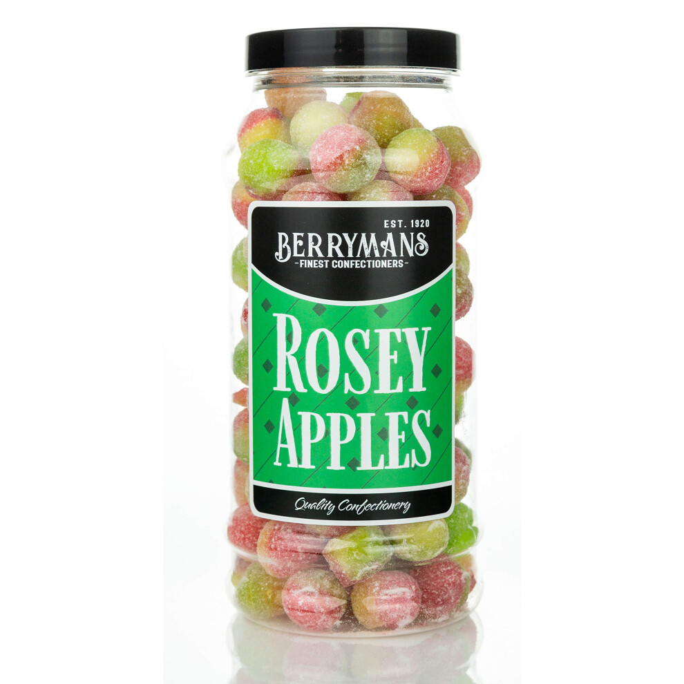 Berrymans Original Rosey Apples Rosy Apples Retro Boiled Sweets Gift Jar By Sweet Shop - Classic Sweets, Traditional Taste.