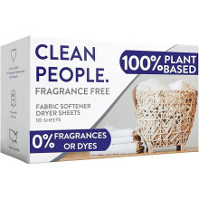 The Clean People Fabric Softener Sheets - Dryer Sheets - Softens & Removes Static Cling - Vegan Laundry Softener, Fragrance Free - Unscented, 120 Pack