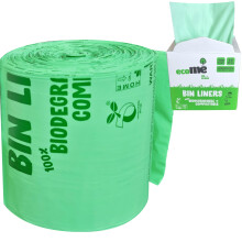 ecoME | 10L Extra Thick Compostable Caddy Liners | Biodegradable Food Waste Bags | Food Waste Caddy Bin Liners | EN 13432 Certified | UK Brand (10L 75
