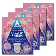 Astonish Toilet Cleaning Foam Action Tabs - Pink Peony Scent, Pack of 4 x 8 Tablets - Powerful and Effortless Toilet Bowl Cleaning with Refreshing