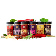 Gourmet Selection of Premium BBQ Seasonings - Holy Cow, Angel?s Wings, Smoky Pig, Tandoori Rajah, Burger's Heart & Blonde Mermaid BBQ Rubs | Pack of 6