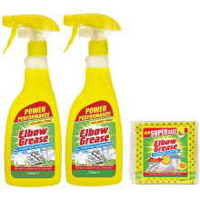 2X Elbow Grease All-purpose Degreaser Spray- 2X 500 ml- Effective Cleaner Formula for Kitchen, Fabric, and Metallic Surfaces with 1 Pack of Elbow