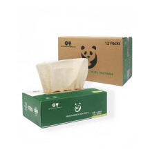 QingYa Bamboo Facial Tissues 12 Packs(1620 Sheets) | 2-Ply Unbleached, Eco-Friendly & Plastic-Free | Hypoallergenic for Sensitive Skin | FSC Certified