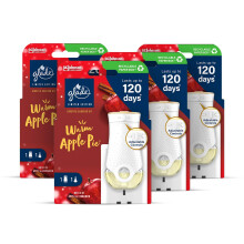 Glade Plug in Air Freshener Holder and Refill, Electric Scented Oil Room Air Freshener, Warm Apple Pie, Pack of 4 Starter Kits, (4 x Holder and 4 x 20