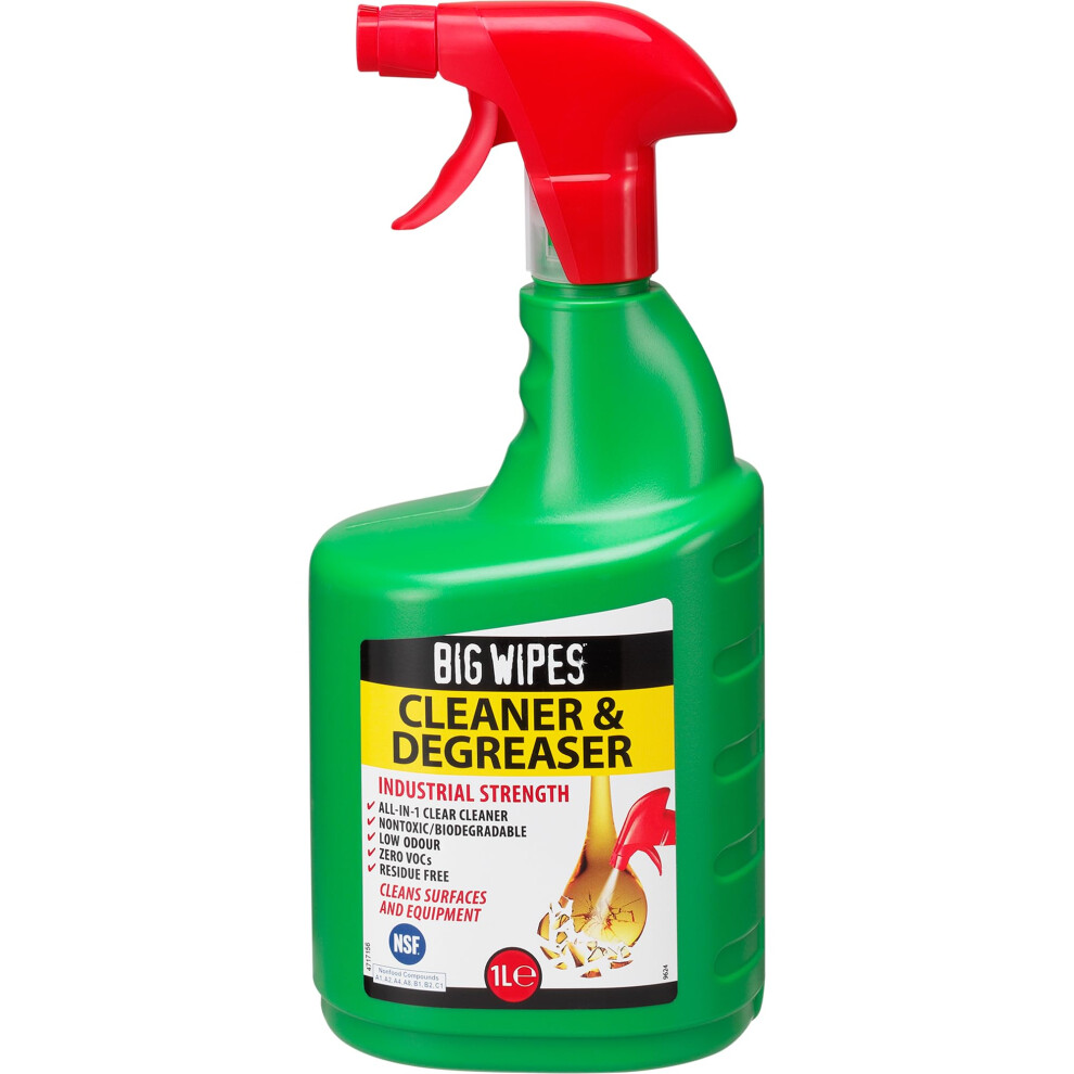 Big Wipes Cleaner & Degreaser Spray, Biodegradable, Tough On Grease, Oil, Dirt & Grime - Powerful & Fast Acting. For Surfaces & Equipment, Nsf Safety 5051220389876