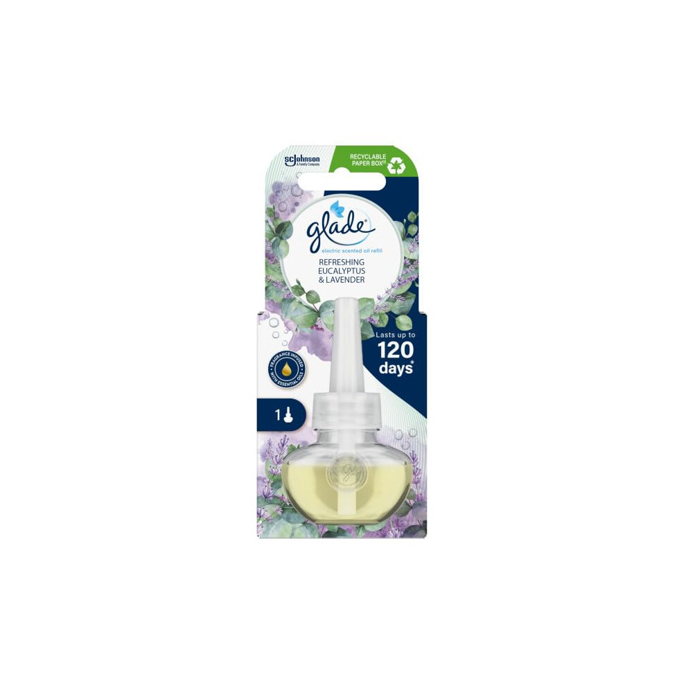 Glade Plug in Air Freshener Refill, Electric Scented Oil Room Air Freshener, Eucalyptus & Lavender, Pack of 6, (6 x 20ml Refill)