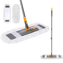 Masthome Heavy Duty Industrial Mop, 55cm Wide Large Commercial Floor Mop with 125cm Long Handle & 2 Reusable Microfibre Pads, Wet Dry Dust Mops for