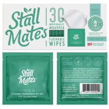 Stall Mates Wipes: Flushable, portable, eco-friendly bathroom wipes. (30 individually wrapped wipes)