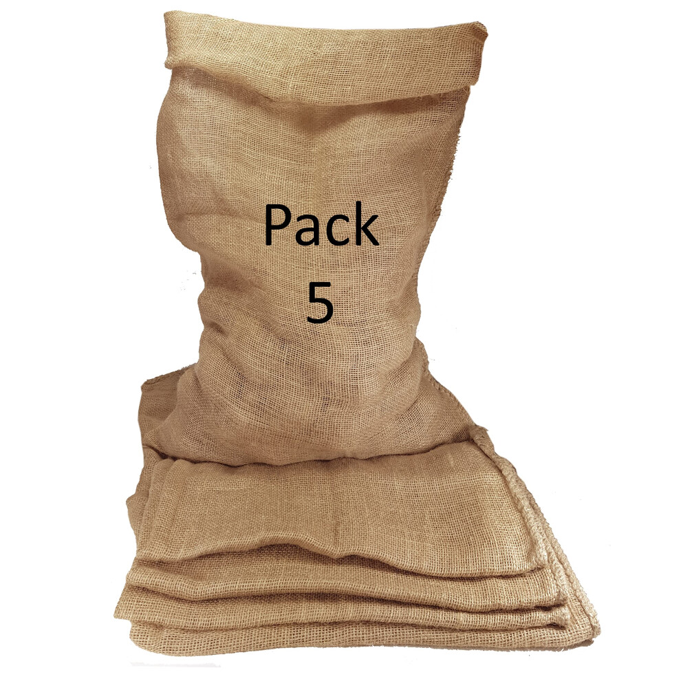 Britten And James 25Kg Large Hessian Jute Sack (Pack Of 5). Vegetable And Potato Storage Sack - Strong, Natural And Biodegradable