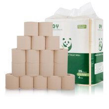 QingYa Bamboo Toilet Paper, 4-Ply, 18 Mega Rolls,Unbleached, Sustainable and Tree Free, Soft, Strong, Earth-Friendly (2430g-245 Sheets)