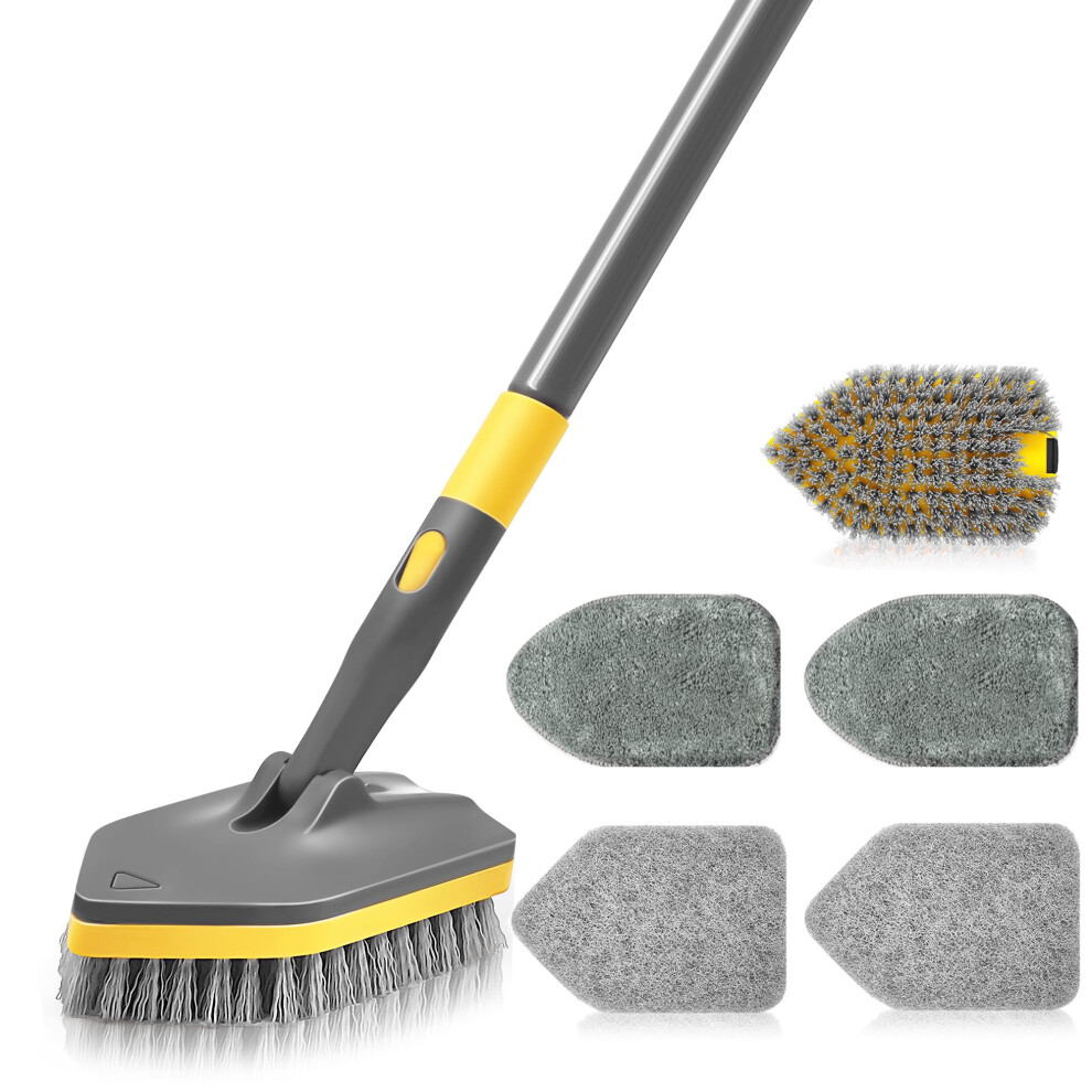 Daliper Shower Scrubber With Long Handle For Cleaning, 142Cm Extendable 3 In 1 Shower Cleaner Brush, Interchangeable Tub Scrub Brush Attachment For